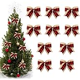 Threetols 10PCS Christmas Wreath Bows, Red Black Buffalo Plaid Bows for Wreath Farmhouse Bows for Front Door Winter Red Bows Christmas Tree Bows for Wedding Indoor Outdoor Xmas Decorations