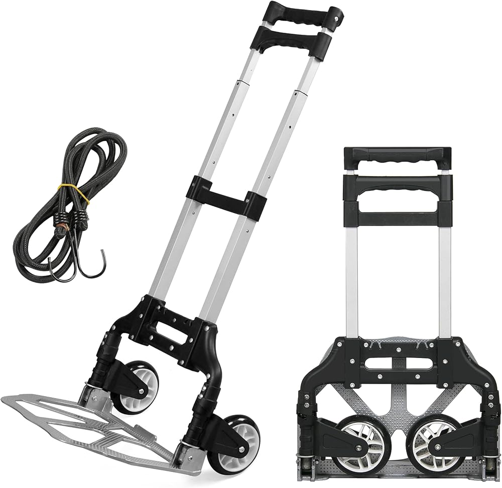 Yaheetech Aluminum Folding Hand Truck 75kg Load Capacity Black