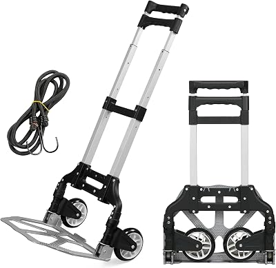 Yaheetech Aluminum Folding Hand Truck 75kg Load Capacity Black