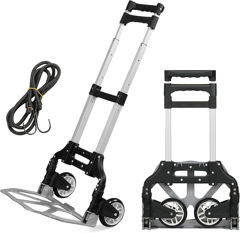 Yaheetech Aluminum Folding Hand Truck 75kg Load Capacity Black