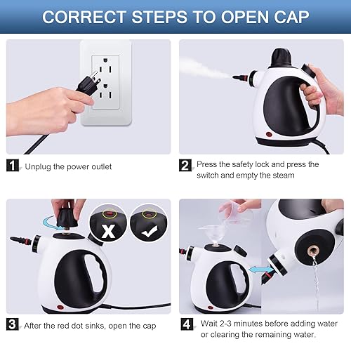 KOITAT Pressurized Steam Cleaner, Handheld Steamer For Cleaning, Multipurpose Portable Upholstery Steamer With Safety Lock And 10 Accessory Kit To Remove Grime, Grease, And More, Save Time And Effort