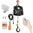 BEAMNOVA 3 in 1 Portable Electric Hoist 110V Wired & Wireless Remote Control 500kg/1102lbs Capacity Crane Winch Hook Pulley Lifting Strap
