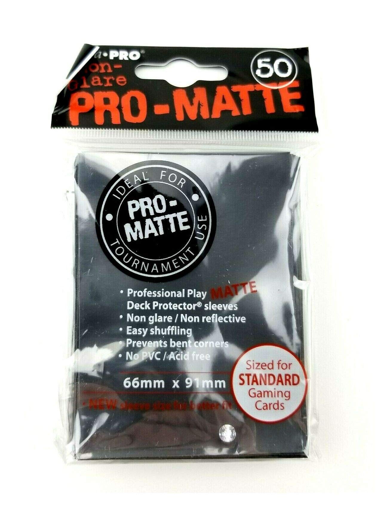 Ultra Pro Trading Card Sleeves, Deck Protector Sleeves - PRO-MATTE (100 Count) - Black, Polyvinyl Chloride (PVC), 100 Pieces