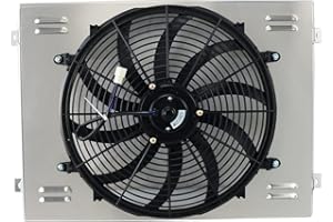 KUUHLERSAT Aluminum Radiator Shroud Electric Fan for 1961-1966 Chevy GMC C/K Pickup Truck C10 C20 C30 Suburban