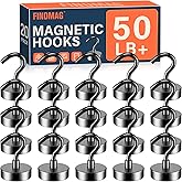 FINDMAG 20 Pack Magnetic Hooks, 50lbs Strong Magnetic Hooks Heavy Duty for Hanging, Magnets with Hooks for Cruise Cabin, Classroom, Office, Grill, Heavy Duty Magnetic Metal Hooks for Refrigerator