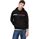 Tommy Hilfiger mens Medium Weight Fleece Hoodie Sweatshirt With Signature Stripe Logo