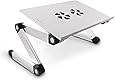 Lavolta Folding Laptop Table Desk Tray Stand with Mouse Board and Cooling Pad - Silver