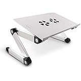 Lavolta Folding Laptop Table Desk Tray Stand with Mouse Board and Cooling Pad - Silver