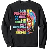 Pisces Girl Black Pisces Zodiac Sign Pisces Birthday Sweatshirt