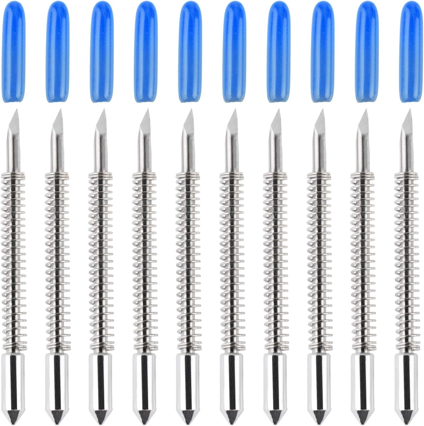 HQMaster 60 Degree Vinyl Cutter Blades Lettering Blade for Graphtec Cutting Plotter, Blue Cap Pack Of 10 with Springs: Home Improvement