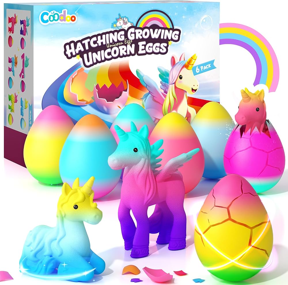 Coodoo Unicorn Hatching Rainbow Eggs 6 Pack Kids Toys Girls 3-8