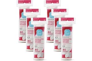 MEDLINE Simply Soft Hypoallergenic Exfoliating Dual Textured Cotton Rounds Pads, 80 Count (Pack of 6)
