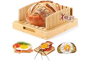 Bread Slicer for Sourdough Rounds, Bread Slicing Guide for Homemade Bread, Wide Bamboo Base for Artisan Loaves, Compact Desig