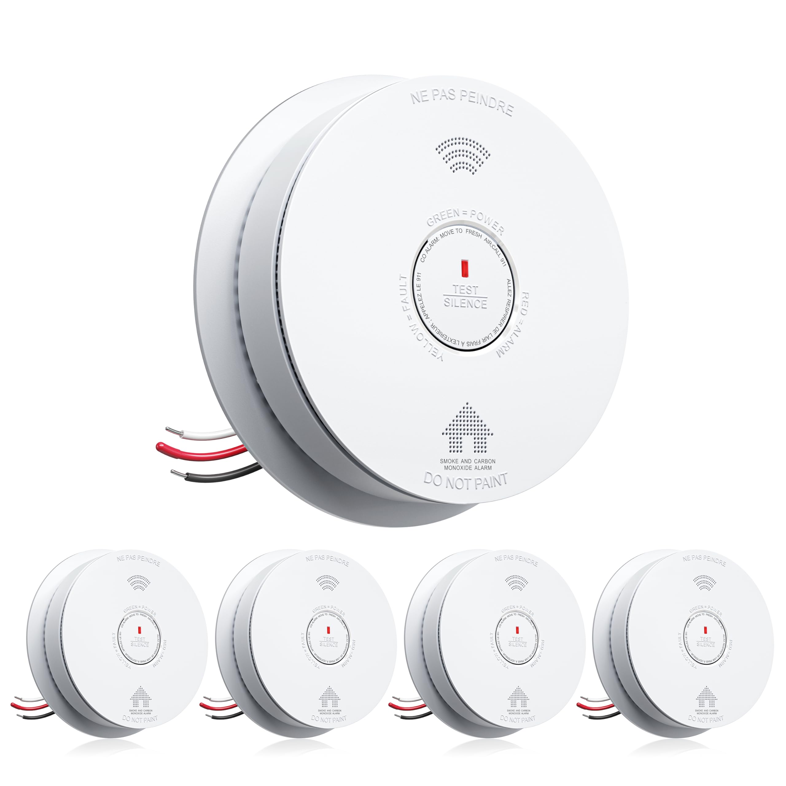 Photo 1 of SITERWELL Hardwired Smoke Detector Carbon Monoxide Detector 10 Year Battery, Meets UL217-9th Standards, Interconnected Smoke and Carbon Monoxide Detector Combo with Bilingual Voice Alerts, 5 Pack