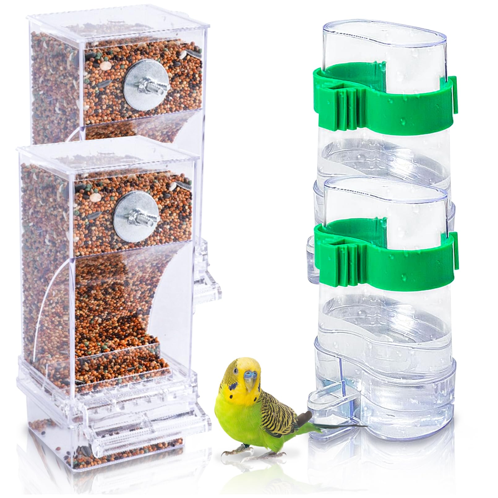 Vogelvoeder Geen Rommel Papegaai Geïntegreerde Automatische Feeder Kooi Accessoires Voor Grasparkiet Kanarie Valkparkiet Vink Parkiet Zaad Voedsel Container