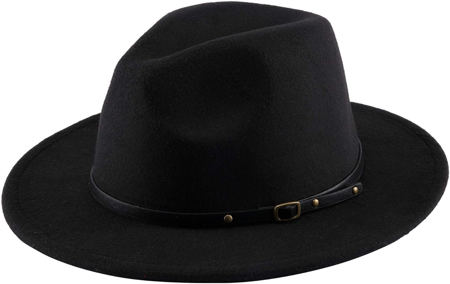 EXTREE Mens Jazz Cap Black Red Patchwork Wool Felt Fedora Hats Belt Buckle Decor Unisex Wide Brim Cowboy Cap Sunhat (Black) at  Men’s Clothing store