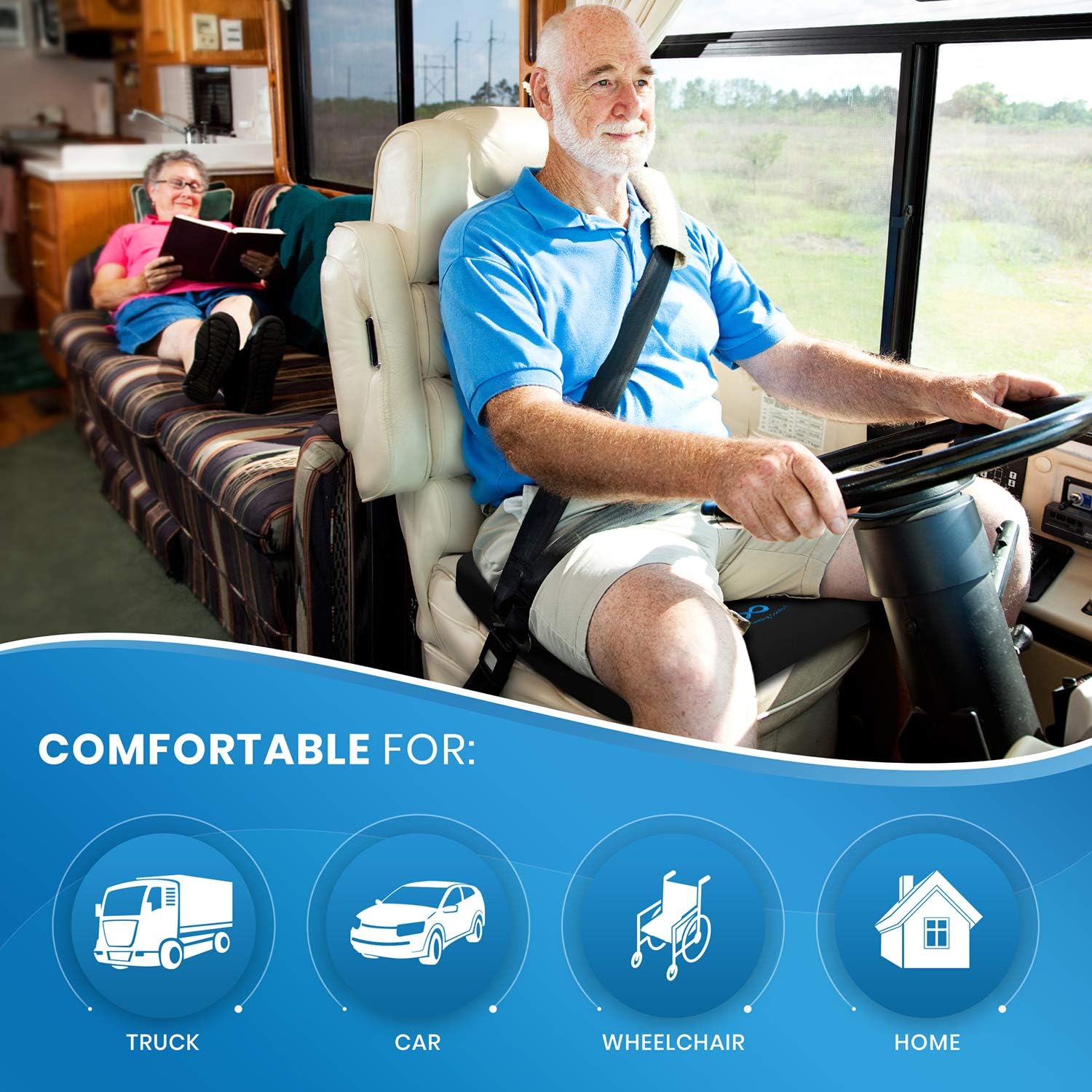 Everlasting Comfort Pure Memory Foam Wheelchair Seat Cushion - Gel Infused and Ventilated - Designed for Hip and Tailbone Pain - Fits Office Chairs - Sciatica and Back Pain Relief: Home & Kitchen