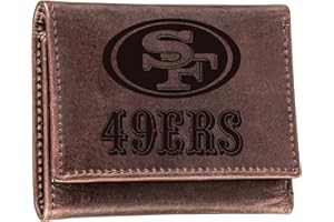 EVERGREEN Team Sports America NFL San Francisco 49ers Brown Wallet | Tri-Fold | Officially Licensed Stamped Logo | Made of Leather | Money and Card Organizer | Gift Box Included