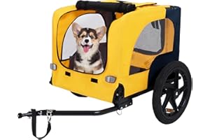 Aosute Pet Bike Trailer,Dog Bike Trailer for Small and Medium Pets,Up to 88lbs Easy Folding Cart Frame Quick Release Wheels,Non-Slip Floor,Internal Leash