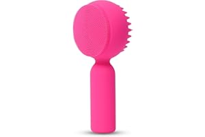 MTBOI Silicone Facial Cleansing Brush 2 in 1 Silicone Facial Scrubber Manual Exfoliating Facial Brush Face Cleanser Face Exfoliator Ultrafine Bristles for Sensitive Skin Easy to Clean Lather Well (Rose-red)