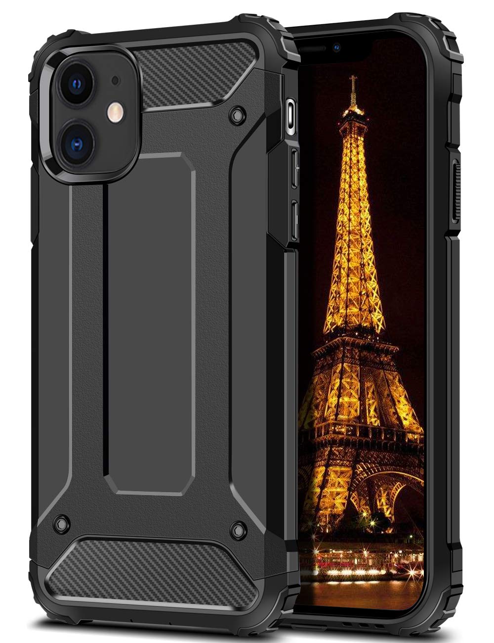 Coolden for iPhone 11 Case Cover Rugged Tough Dual Layer Armor Protective Case Heavy Duty Hard PC Back TPU Bumper Shockproof Case Phone Case Cover for iPhone 11 Phone Case (Black)