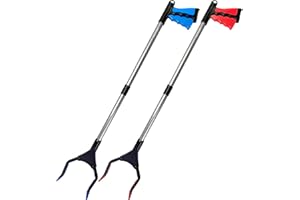 HPr-HPi 2-Pack Reacher Grabber Tool, Foldable Trash Picker Grabber, Trash Gripper, Garden Nabber, Litter Picker, Extended Grabber (Blue/Red)