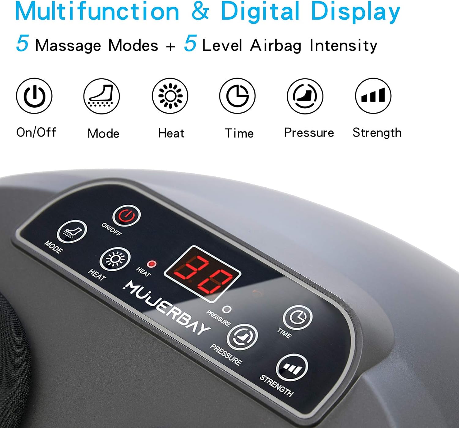 MUJERBAY Foot Massager with Heat, Shiatsu Massage Machine with Air Compression, Deep Kneading Remote Control, 5 Instensy, Relieve Pain and Improve Blood Circulation, masajeador de pies: Health & Personal Care