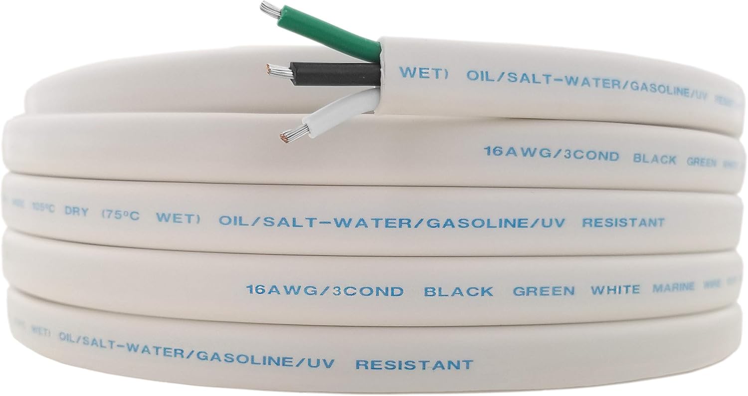 GS Power’s 16 Ga (True American Wire Gauge) AWG Tinned Oxygen Free Copper OFC Duplex 16/2 Dual Conductor AC Marine Boat Battery Wire. Cable Length: 100 FT (50 or 200' Options Available): Automotive