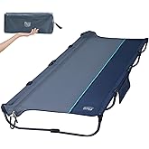 TIMBER RIDGE 20-Second Quick Set-Up Camping Cot, Lightweight Aluminum Folding Cot with Zipper Closure, Portable Carry Bag Included for Camping, Travel and Outdoors, Support up to 225lbs, Blue
