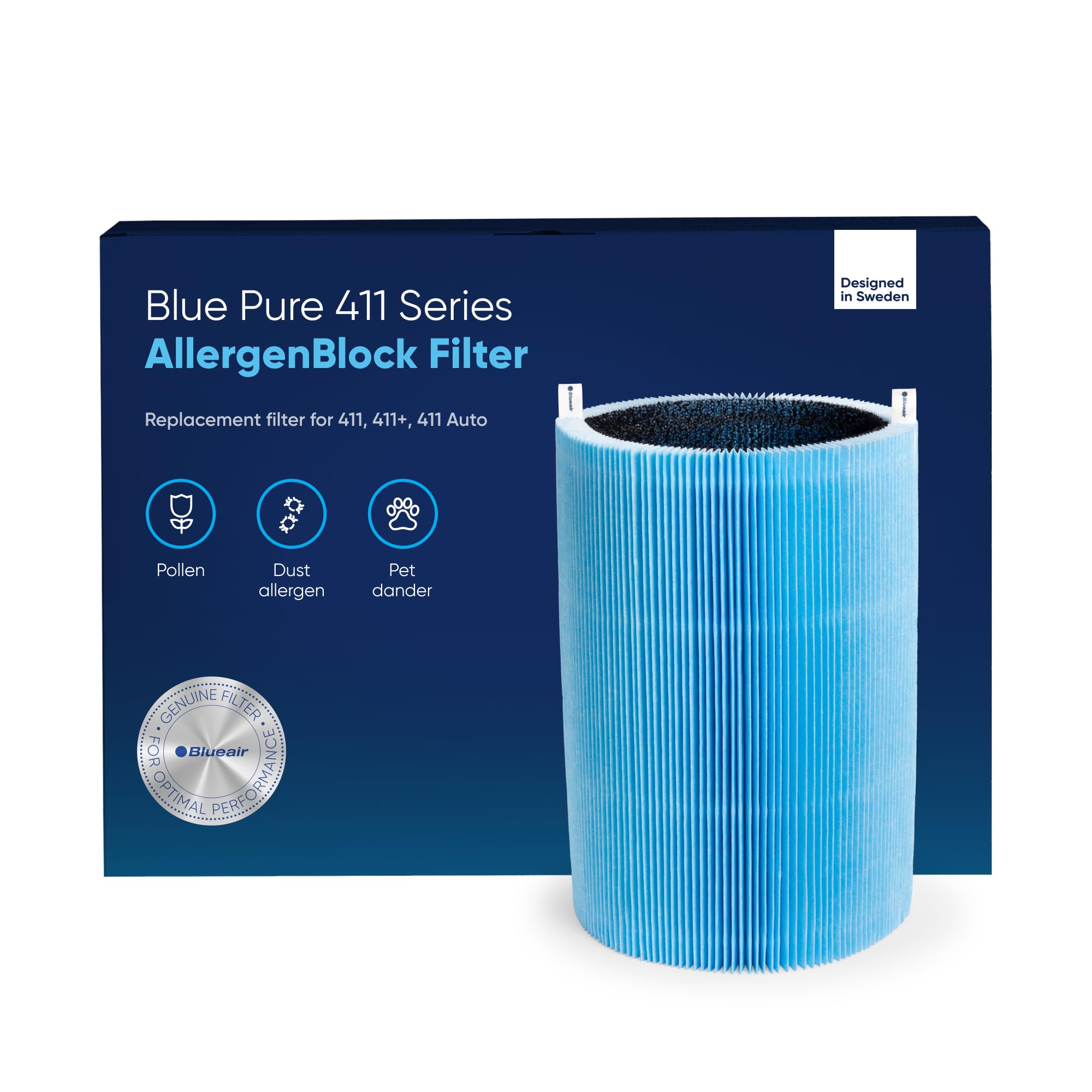 Blueair Blue Pure 411 Series AllergenBlock Filter, Genuine Replacement, Blue Pure 411 Auto Series AllergenBlock Filter Fits 411, 411+ and 411Auto (Pack of 11) Image