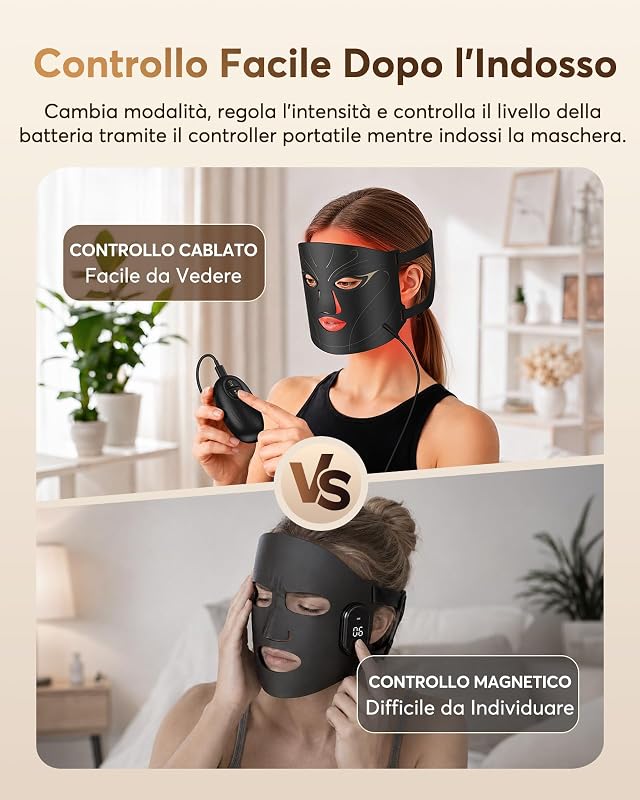 Maschera LED Viso con 224 LED 4 Modalità di Luce NVV06