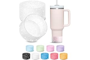 KTKUDY 2 PCS Glitter Silicone Boot Compatible with Stanley Tumbler 20 30 40 oz & Fits Hydro Flask Water Bottle 12-24oz & Fits Yeti, Simple Modern, Owala Cup - Bling Cup Bottom Protector Accessories