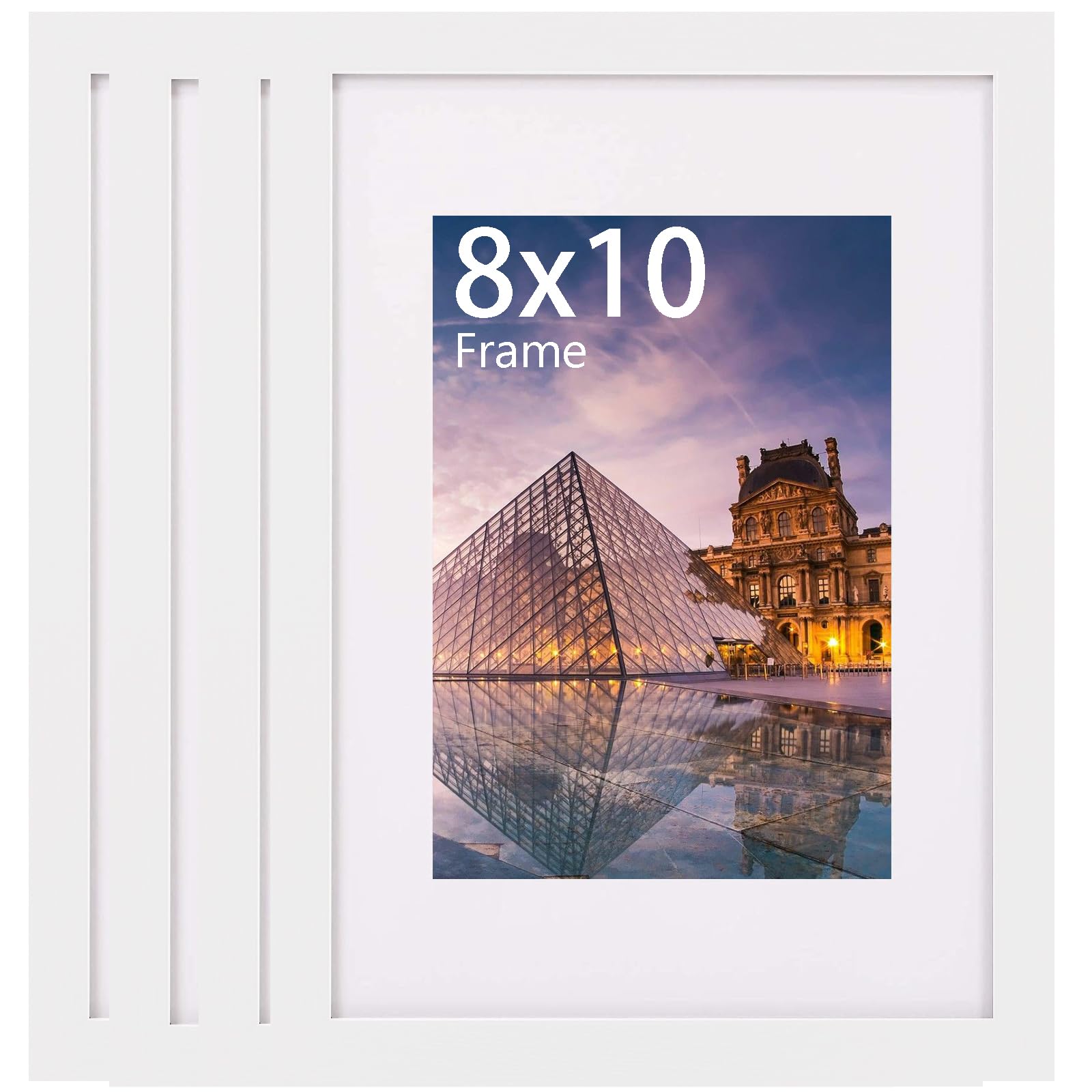 MEGAROOM 8 x 10 Wood Picture Frame Set of 4 - Photo Frame for 20 x 25 cm (8 x 10 inch) Print - Picture Frame with Clear Perspex Front - Wall Mounting to Hang Portrait or Landscape (White) — image 1