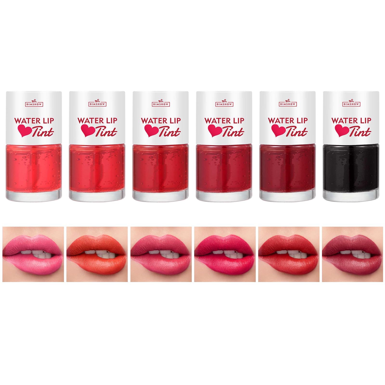 Photo 1 of KIMIEYE 6 Colors Water Lip Stain Makeup Kit, Long Lasting Lip Tint, Waterproof Liquid Lipstick for Women, Moisturizing, Lightweight, Matte Finish, Non-sticky Cup, Vivid Color, 1.6fl oz SHADE 6