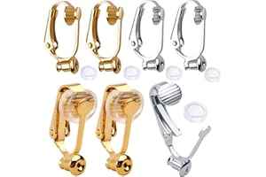 Aylifu Clip-On Earring Converters - 12 Non-Pierced Earring Clips, Silicone Pads for Jewellery Making - Silver and Gold