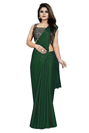 Market Magic World Womens Satin Silk Saree With Blouse Piece