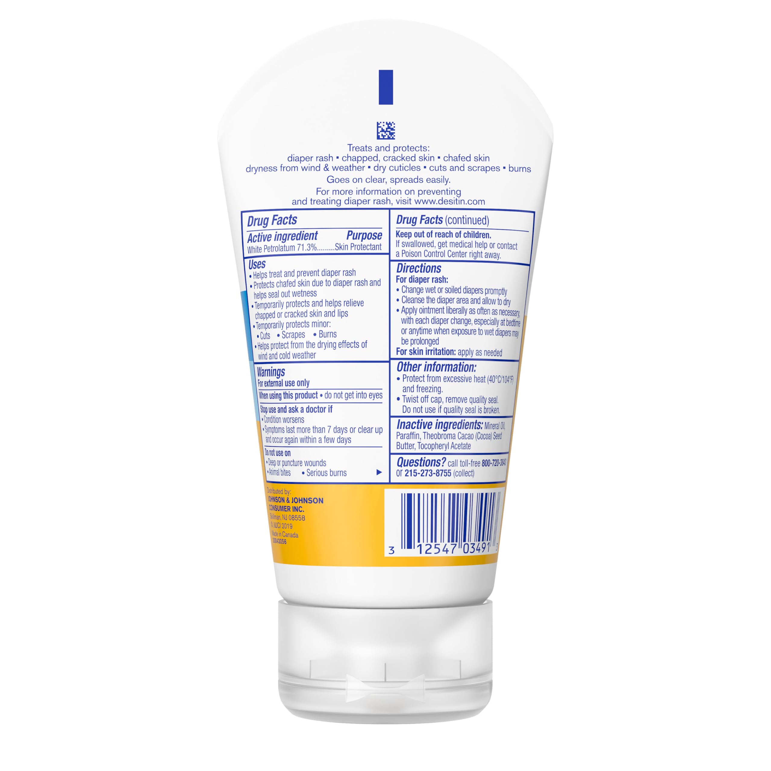 Desitin Skin Protectant And Diaper Rash Ointment Multi-Purpose With Vitamins A & D, Travel Size, 3.5. Oz Tube