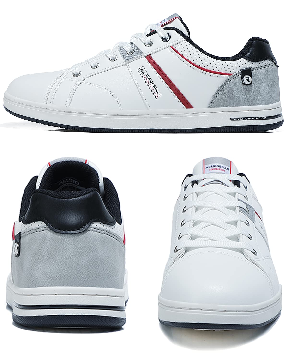 ARRIGO BELLO Sneaker Herren Freizeitschuhe Schuhe Sportschuhe Leder Mode rutschfest Outdoor Sneakers Größe 41-46 (A weiß,Size_46) 4