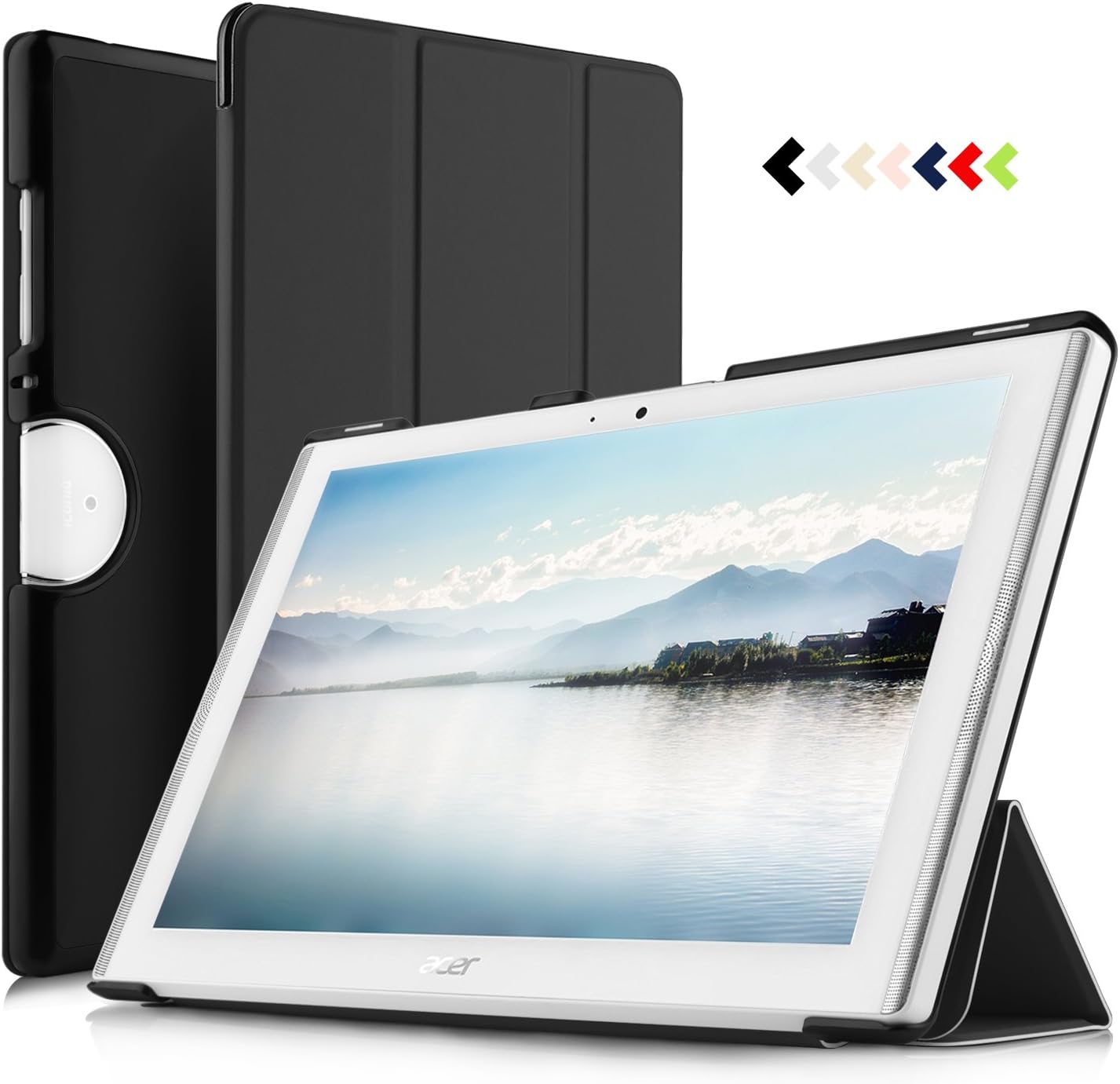Luibor Acer Iconia One 10 B3-A50 Tablet Case - Slim Smart Folding Cover Case Ultra Lightweight Leather case for ACER Iconia One 10 B3-A50 Tablet (Black)