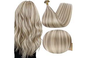 Full Shine U Tip Hair Extensions Real Human Hair Color 18/613 Ash Blonde Highlighted Extensions 20 Inch Keratin Fusion Nail T
