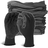 Evridwear Crinkle Latex Rubber Coated Safety Work Gloves for Men Women | 12-Pair Bulk Pack,Non-slip,General Multi Use for Gardening Construction Warehouse Assembly Landscaping (Black,X-small)