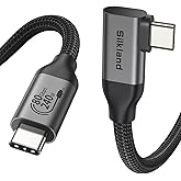 Silkland 80Gbps Right Angle USB 4 Cable for Thunderbolt 5 Cable 4FT, 120Gbps Bandwidth for 16K/Dual 8K, 240W, 90 Degree Braided USB C Video Cable Compatible Thunderbolt 4/5, MacBook M4 Pro,Dock
