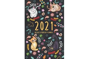 2021 Planner Weekly and Monthly Cat: 2021 Cats Weekly Planner With Monthly Spread & Inspirational Quotes, Cute Cat Themed 2021 Calendar Notebook Daily Agenda & Simple Organizer for Cat Lovers