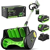 SONTHIOW 40V Battery Powered Snow Shovel, 2&times;4.0Ah Electric Snow Blower | Lightweight 12lb, 30FT Snow Throw, 13.5in Clearing Width, LED Headlight, Quiet Operation, 50Min Runtime, Yard Outdoor Use