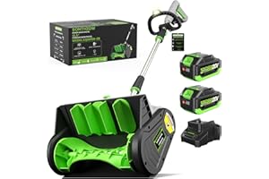 SONTHIOW 40V Brushless Cordless Snow Shovel, 13.5" Brushless Cordless Snow Blower with 2 Pack 4.0 Ah Battery and Charger, Battery Powered Electric Snow Shovel for Driveway,Steps, Patio, Sidewalk Snow Removal