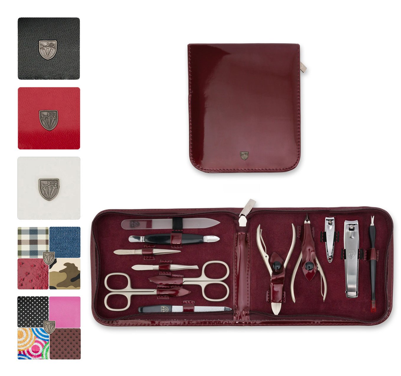 3 Swords Germany - brand quality 12 piece manicure pedicure grooming kit set for professional finger & toe nail care scissors clipper fashion leather case in gift box, Made by 3 Swords (0903)