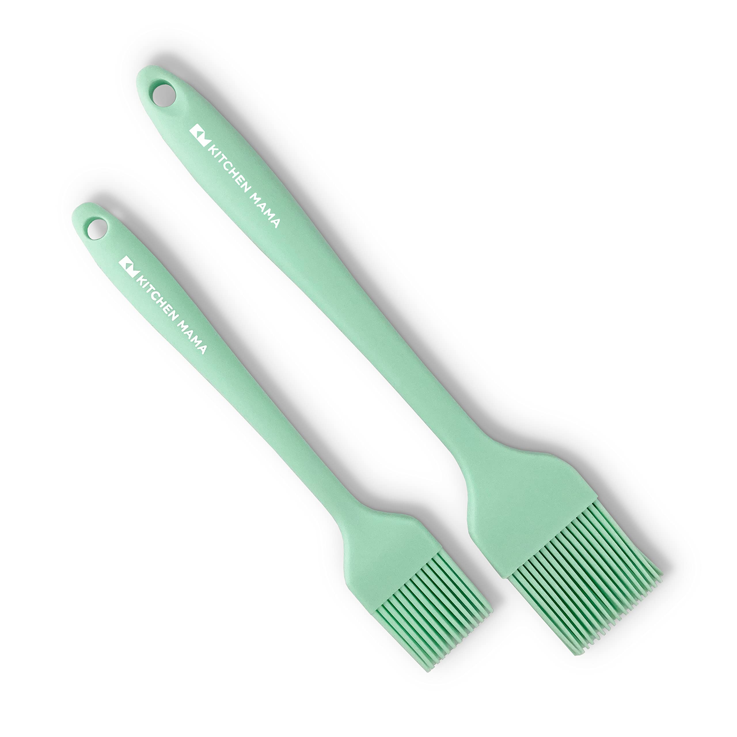 Kitchen Mama Silicone Basting Pastry Brush: Set of 2 Heat Resistant Basting Brushes for Baking, Grilling, Cooking and Spreading Oil, Butter, BBQ Sauce, or Marinade. Dishwasher Safe (Teal)