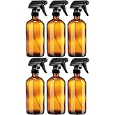Sally's Organics Empty Amber Glass Spray Bottle - Large 16 oz Refillable Container for Essential Oils, Cleaning Products, or