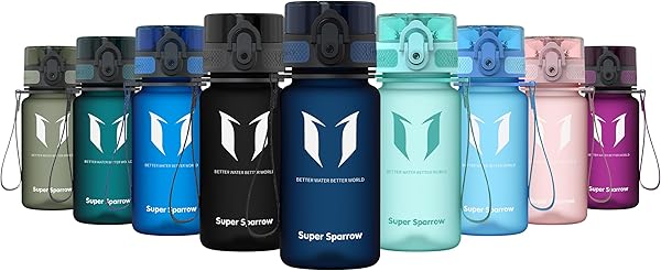 Super Sparrow Trinkflasche - Tritan Wasserflasche - 350ml - BPA-frei - Ideale Sportflasche - Schnelle Wasserdurchfluss, Flip Top, öffnet Sich mit 1-Click