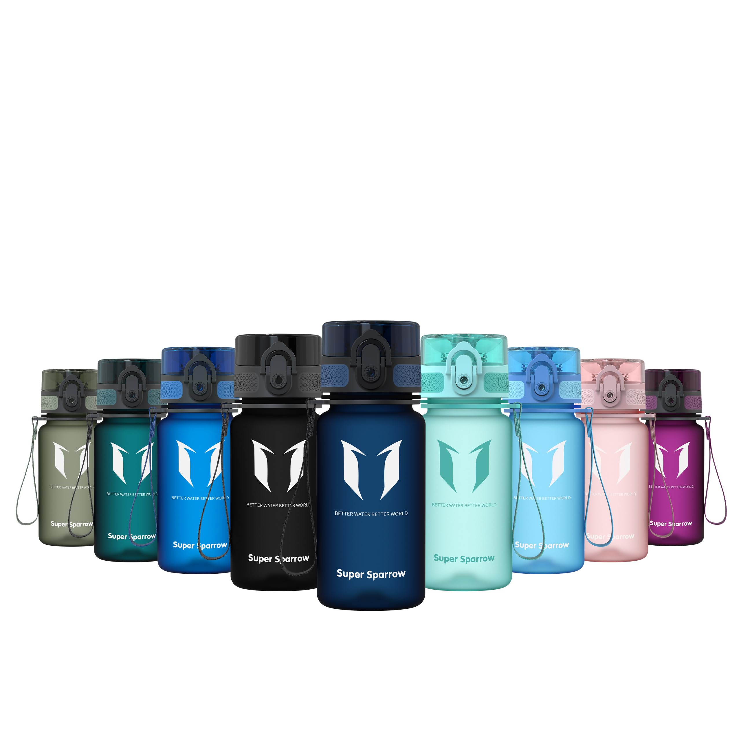 Super Sparrow Sports Water Bottle - 350ml - Non-Toxic BPA Free & Eco-Friendly Tritan Co-Polyester Plastic - For Running, Gym, Yoga, Outdoors and Camping